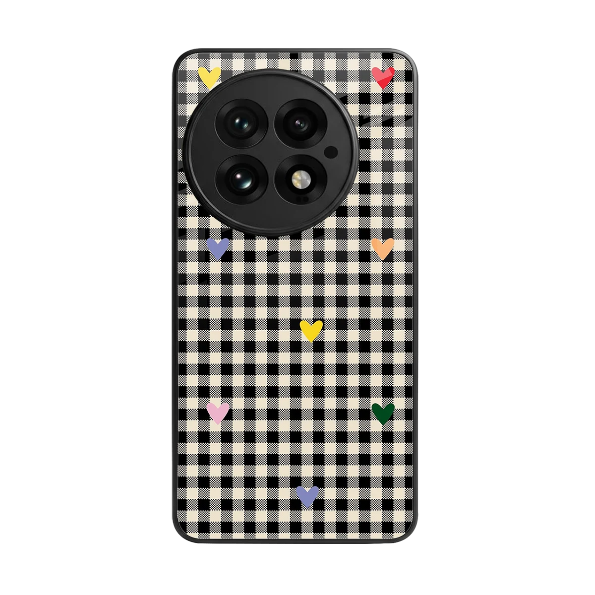 Checkered Love back phone cover | glass case for oneplus 13