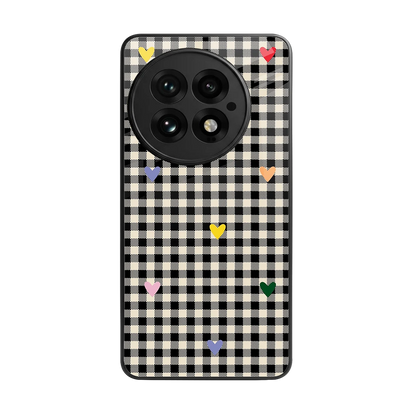 Checkered Love back phone cover | glass case for oneplus 13