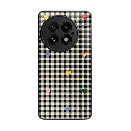 Checkered Love back phone cover | glass case for oneplus 13