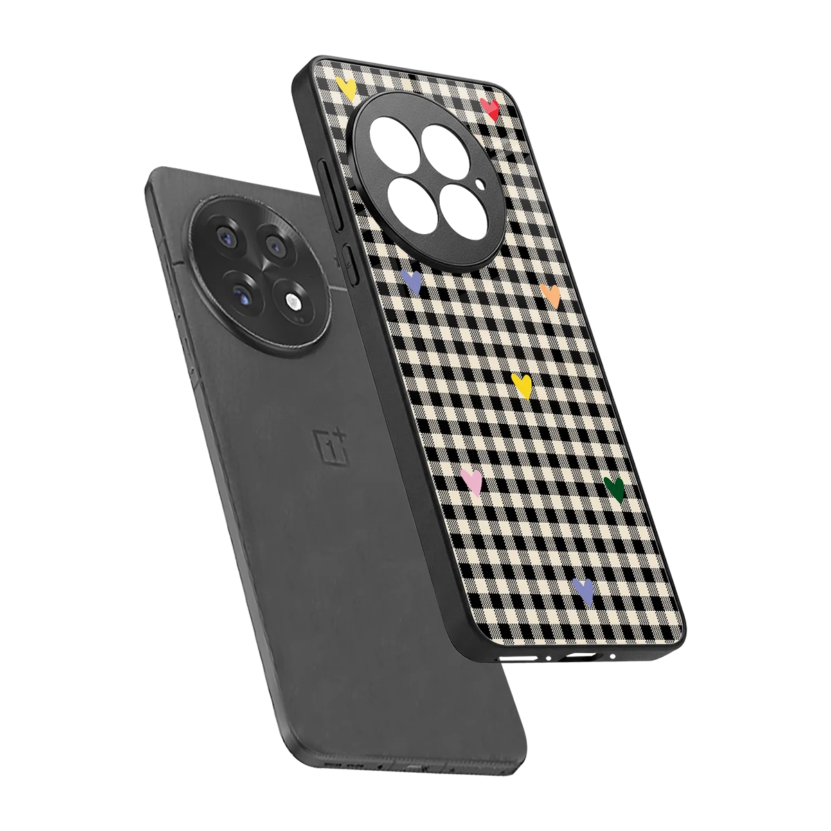 Checkered Love sleek oneplus 13 cover with tempered glass back and TPU edges