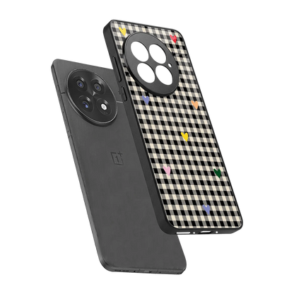 Checkered Love sleek oneplus 13 cover with tempered glass back and TPU edges