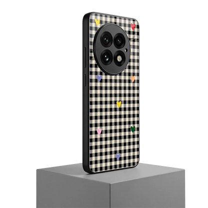 Checkered Love oneplus 13 mobile cover | shockproof glass phone case