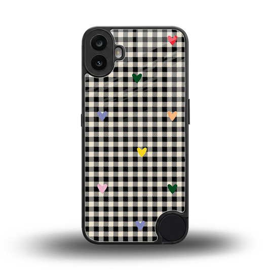 Checkered Love back phone cover | glass case for cmf nothing phone 1