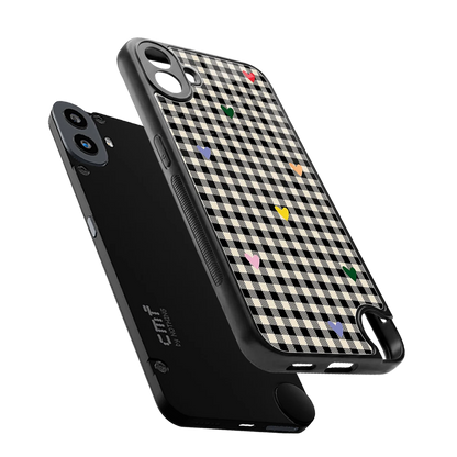 Checkered Love sleek cmf nothing phone 1 cover with tempered glass back and TPU edges