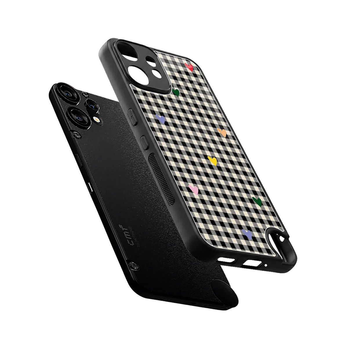 Checkered Love sleek cmf nothing phone 2 pro cover with tempered glass back and TPU edges