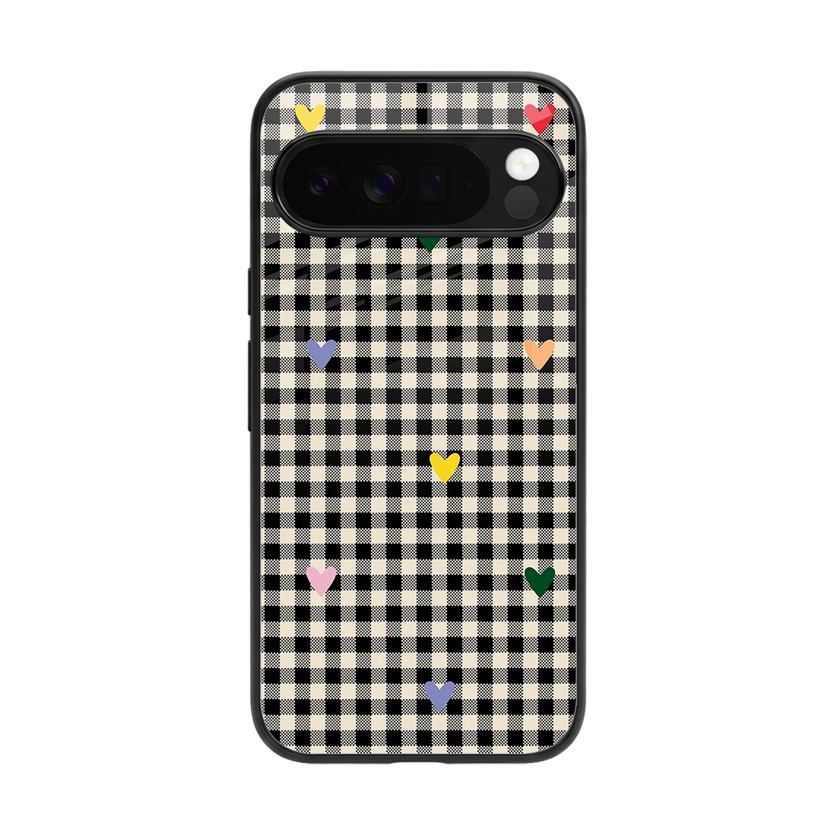 Checkered Love back phone cover | glass case for google pixel 10 pro xl