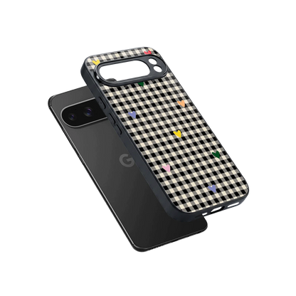 Checkered Love sleek google pixel 10 pro xl cover with tempered glass back and TPU edges