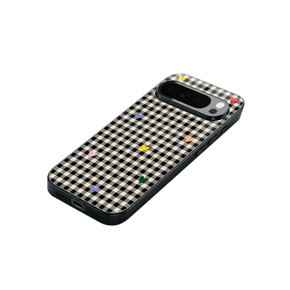 Checkered Love stylish phone case for google pixel 10 pro xl | glossy glass and slim fit