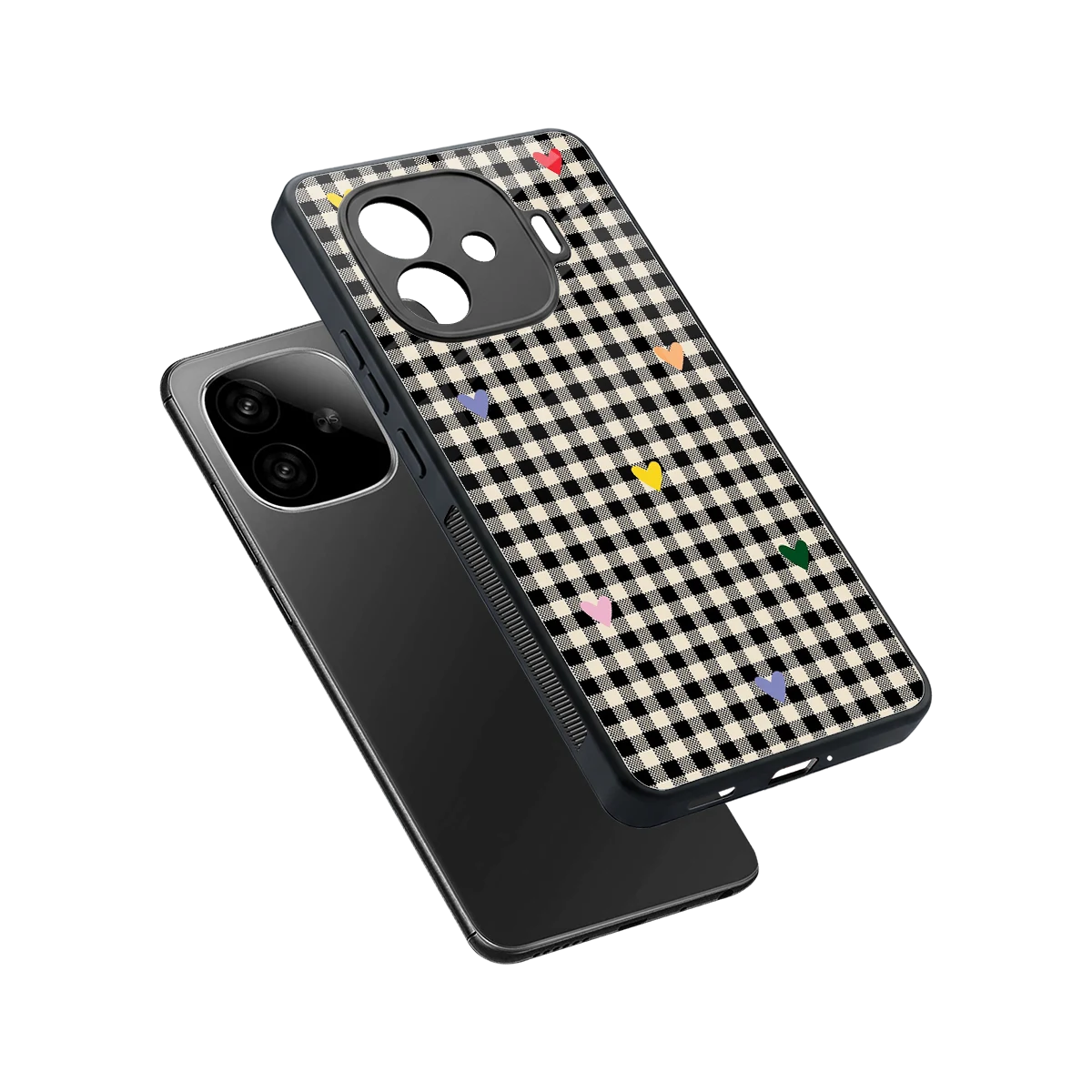 Checkered Love sleek iqoo neo 10r 5g cover with tempered glass back and TPU edges