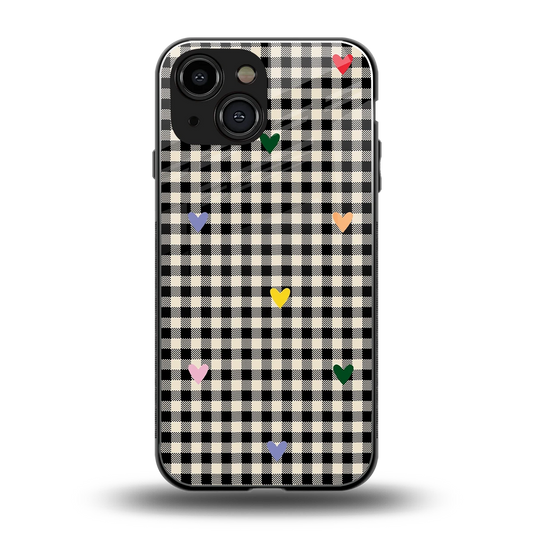 Checkered Love back phone cover | glass case for iphone 12 mini