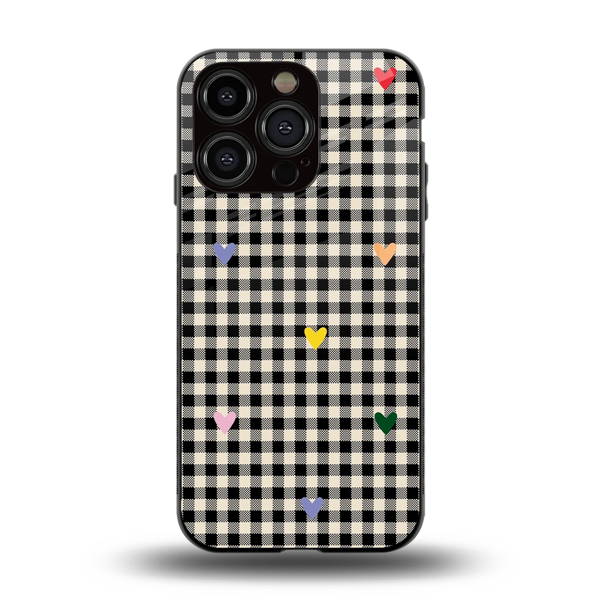 Checkered Love back phone cover | glass case for iphone 13 pro