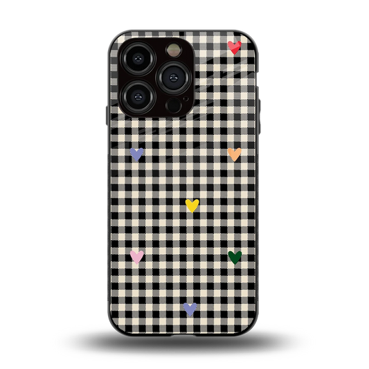 Checkered Love back phone cover | glass case for iphone 13 pro