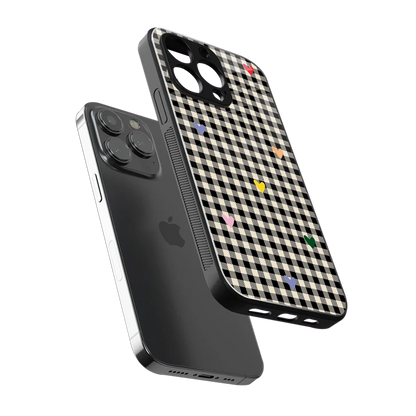 Checkered Love sleek iphone 13 pro cover with tempered glass back and TPU edges