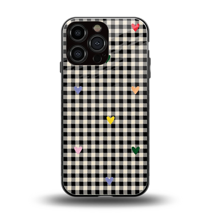 Checkered Love back phone cover | glass case for iphone 15 pro max