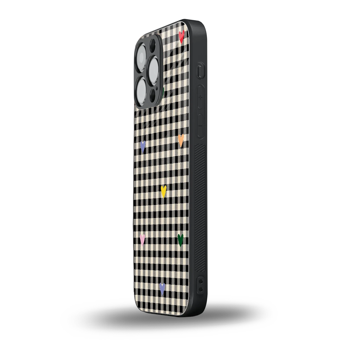 Checkered Love iphone 15 pro max mobile cover | shockproof glass phone case