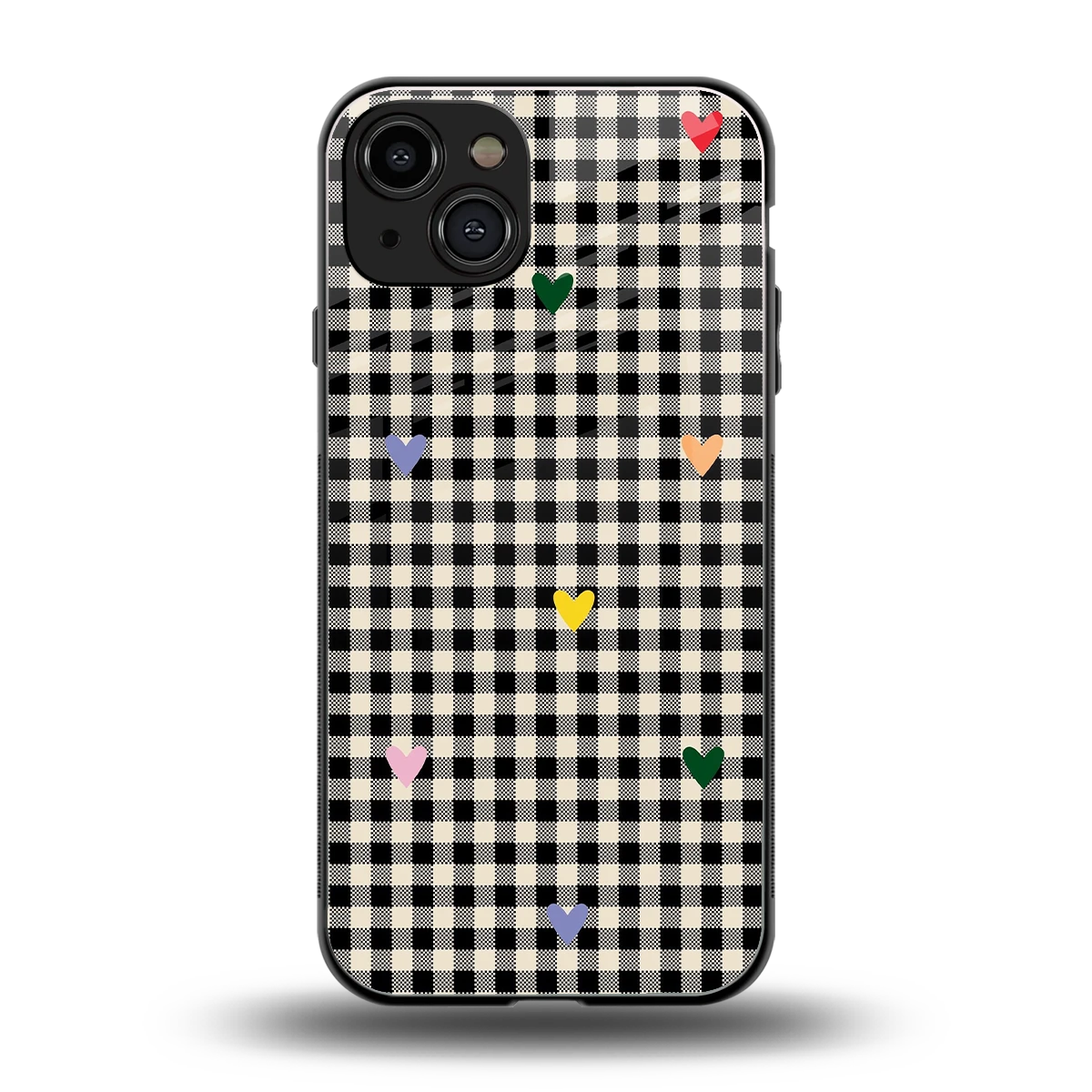 Checkered Love back phone cover | glass case for iphone 15