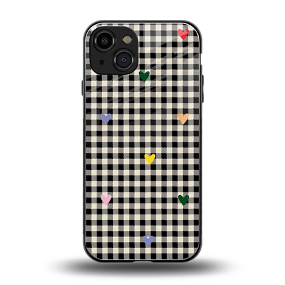 Checkered Love back phone cover | glass case for iphone 15