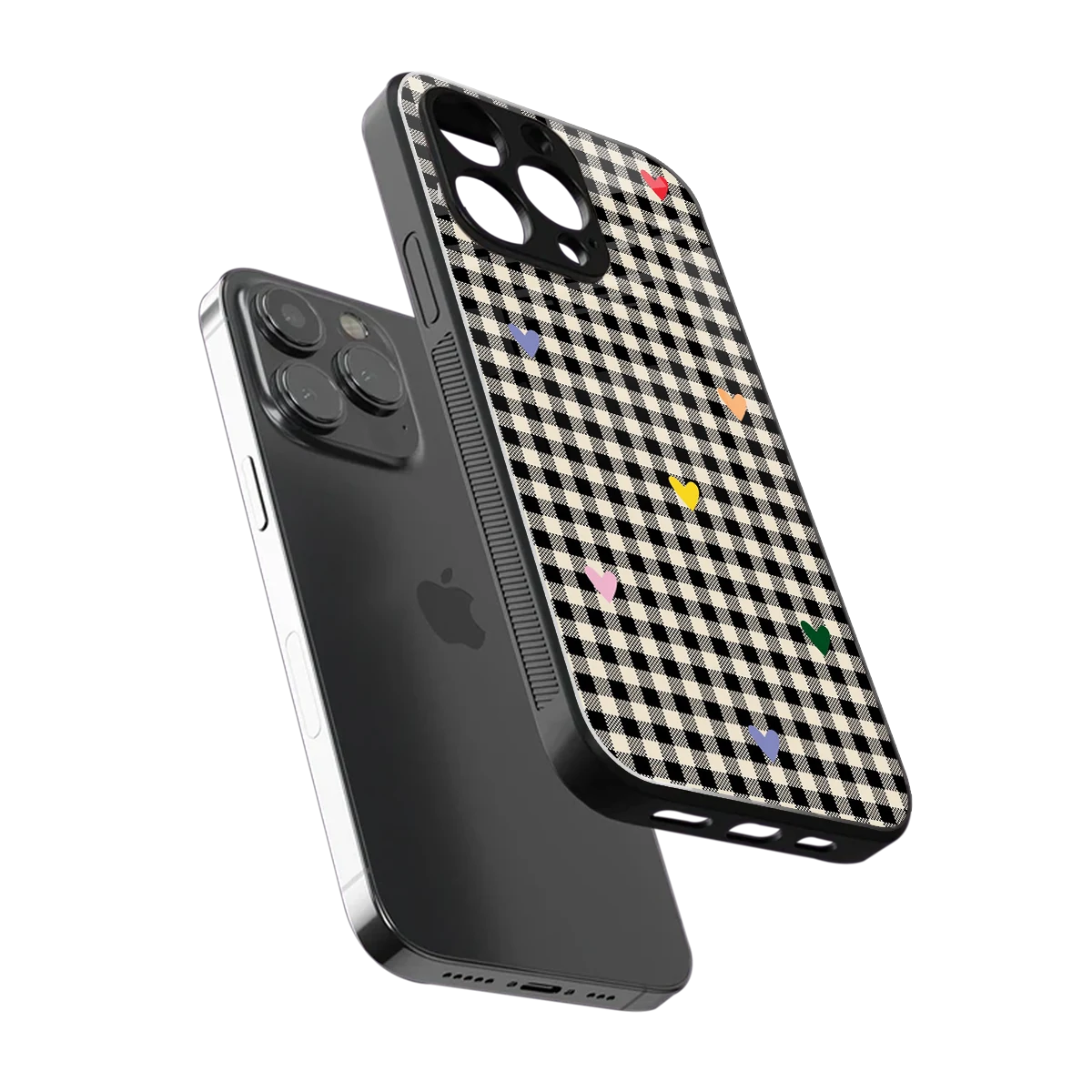 Checkered Love sleek iphone 16 pro max cover with tempered glass back and TPU edges