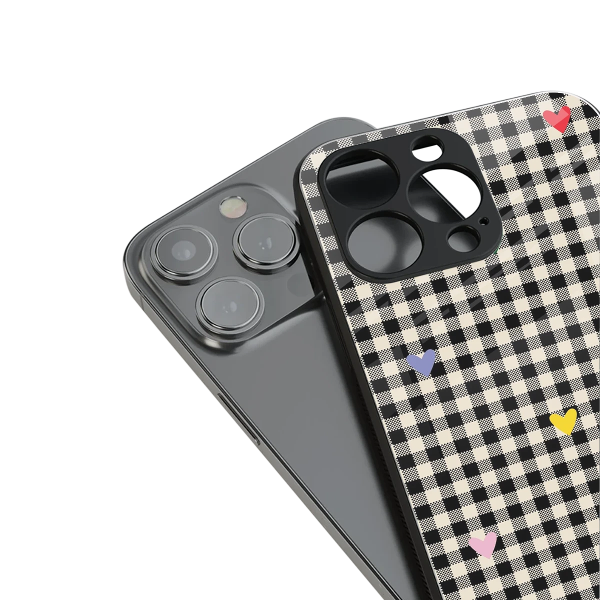 Checkered Love stylish phone case for iphone 13 pro | glossy glass and slim fit