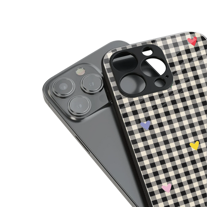 Checkered Love stylish phone case for iphone 15 plus | glossy glass and slim fit