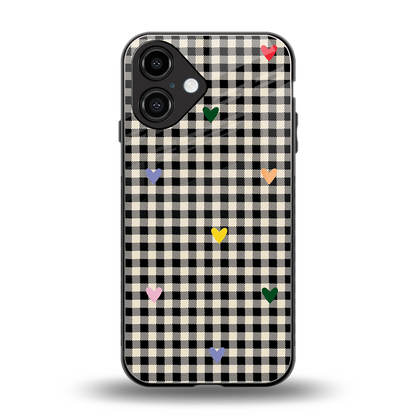 Checkered Love Phone Case for Iphone 16 | Glass Case