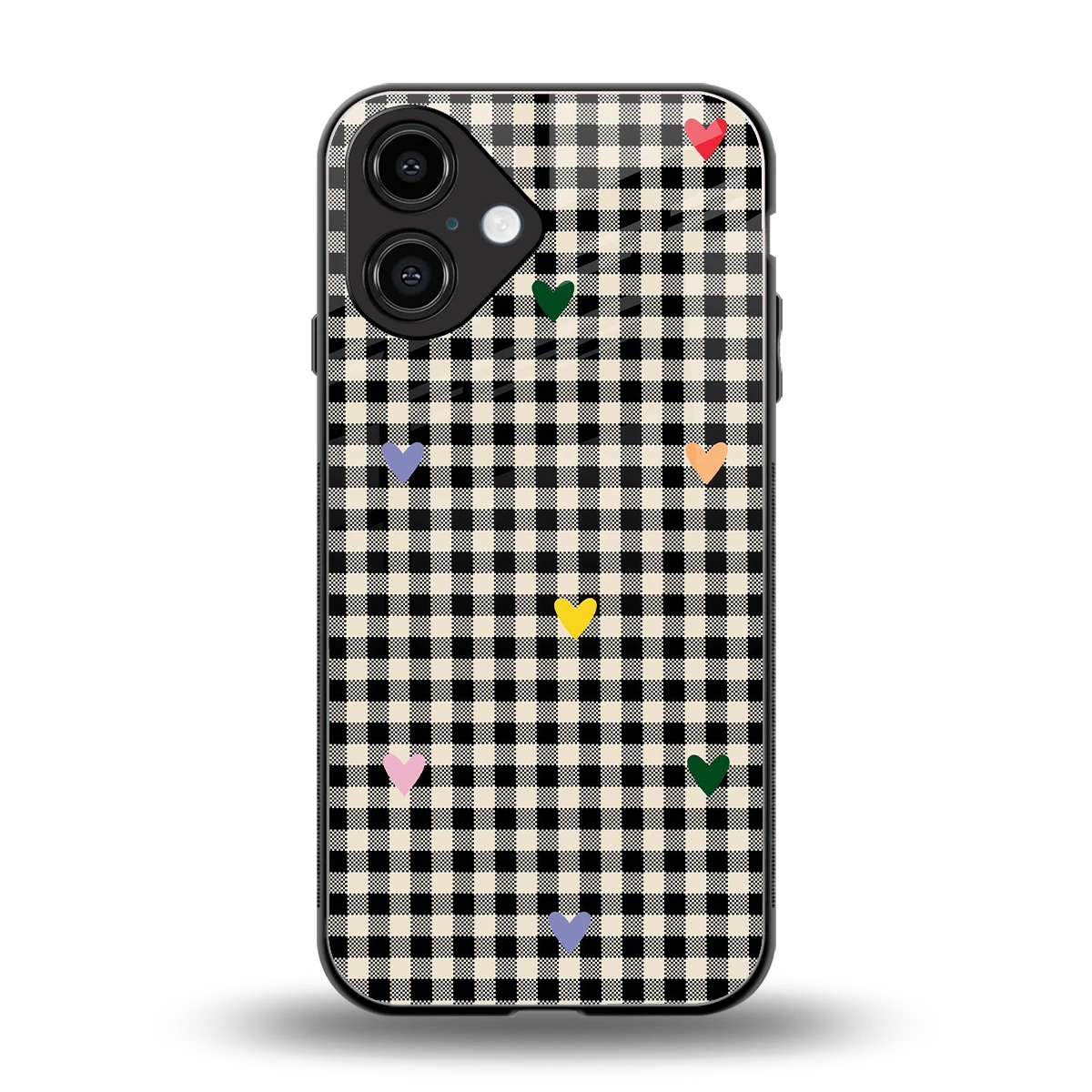 Checkered Love back phone cover | glass case for iphone 16