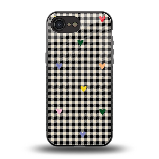 Checkered Love back phone cover | glass case for iphone 16e