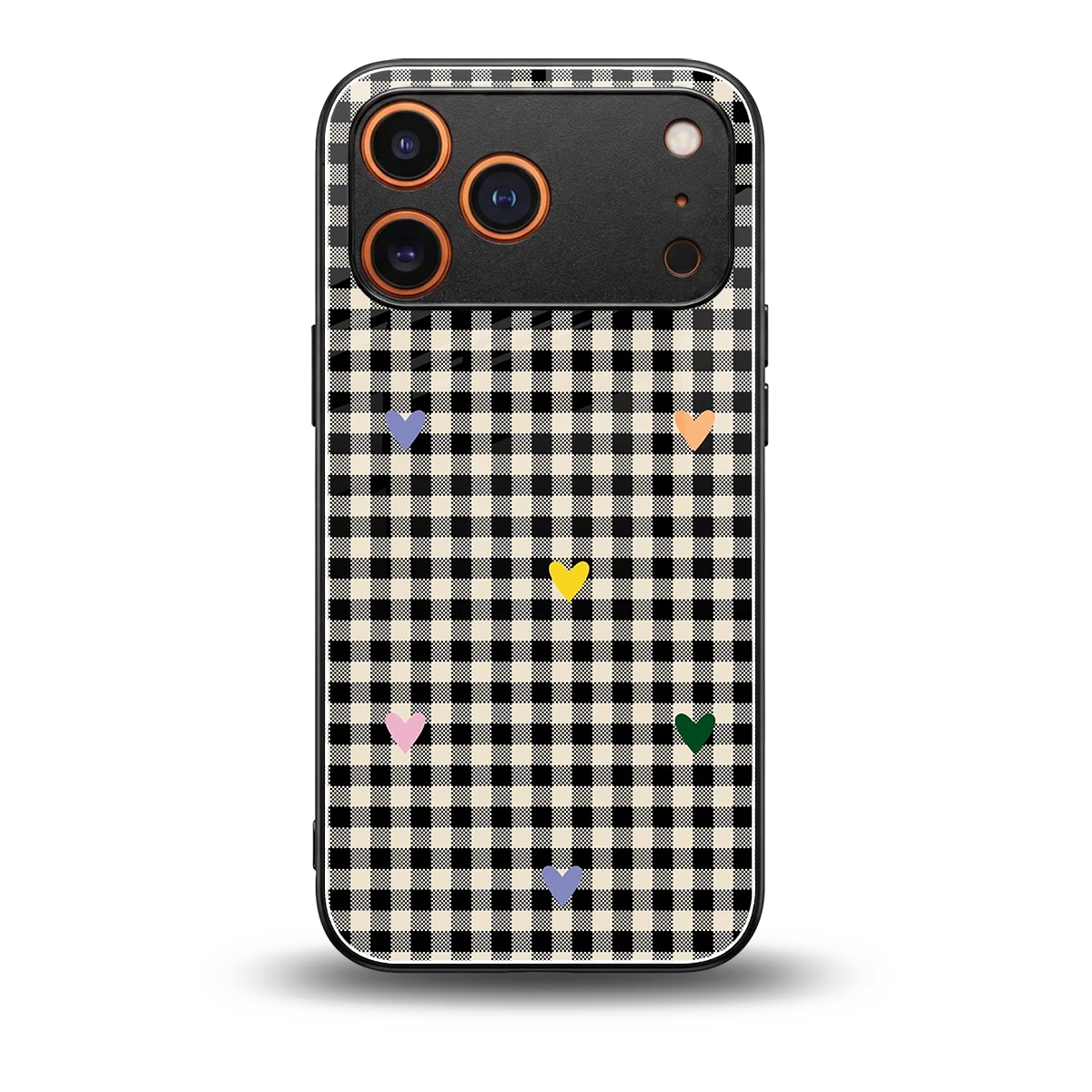 Checkered Love back phone cover | glass case for iphone 17 pro max