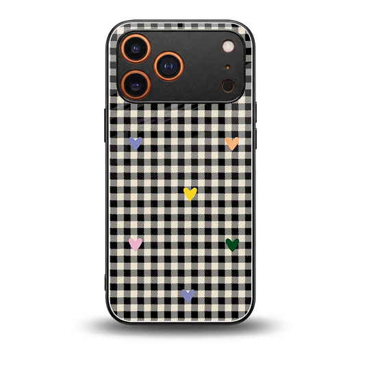 Checkered Love back phone cover | glass case for iphone 17 pro max