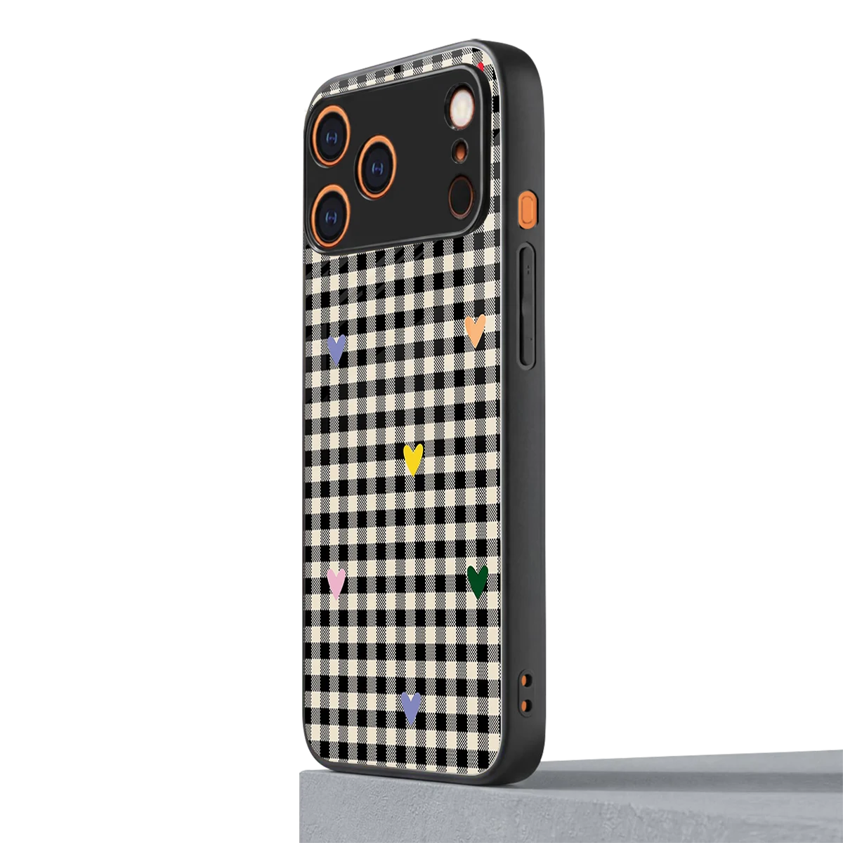 Checkered Love iphone 17 pro max mobile cover | shockproof glass phone case