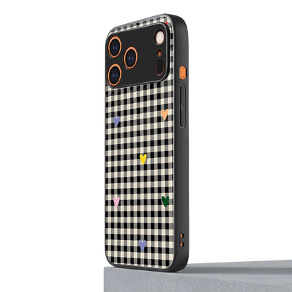 Checkered Love iphone 17 pro max mobile cover | shockproof glass phone case
