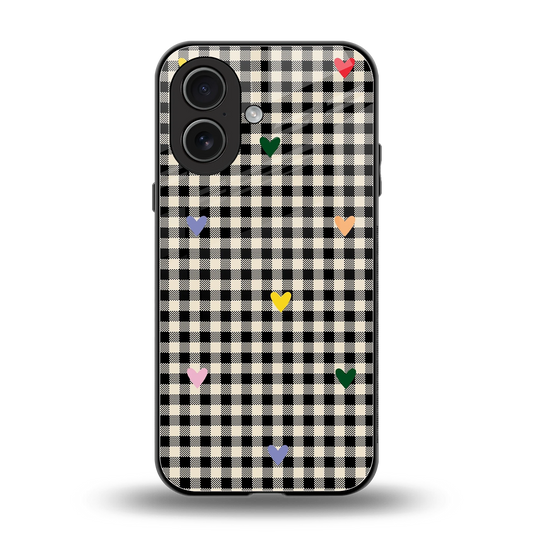 Checkered Love back phone cover | glass case for iphone 17