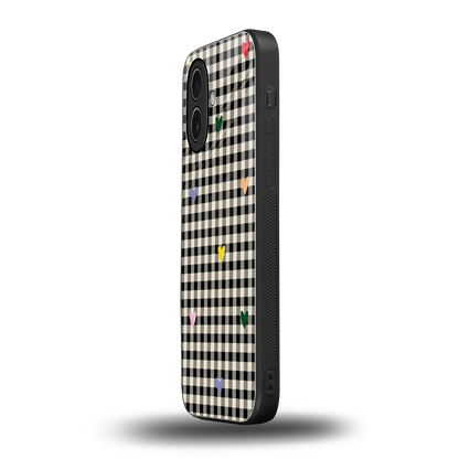 Checkered Love iphone 17 mobile cover | shockproof glass phone case
