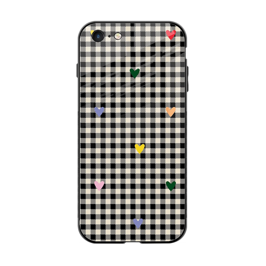 Checkered Love back phone cover | glass case for iphone 6