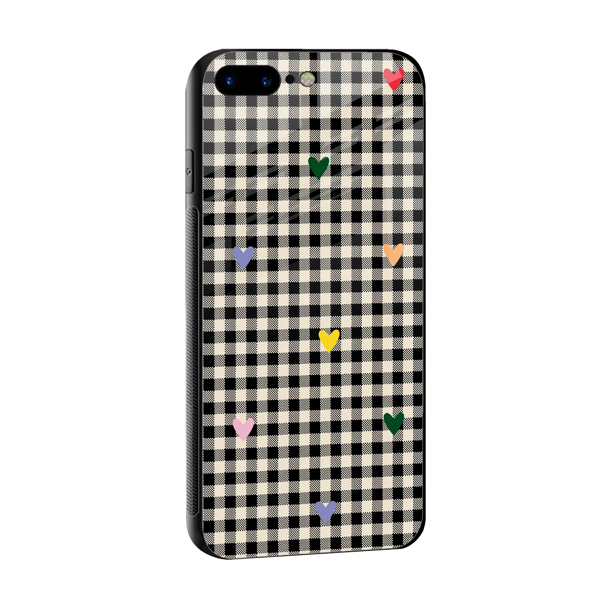 Checkered Love sleek iphone 8 plus cover with tempered glass back and TPU edges