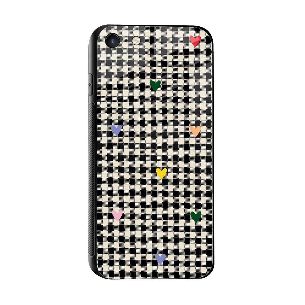 Checkered Love sleek iphone 7 cover with tempered glass back and TPU edges