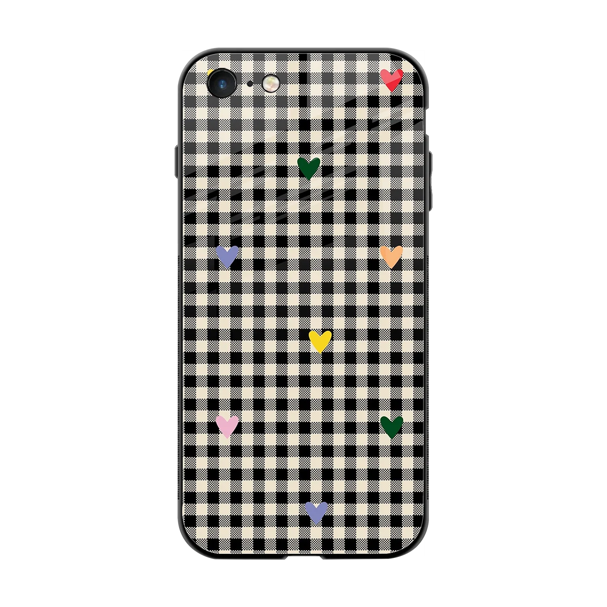 Checkered Love back phone cover | glass case for iphone 7