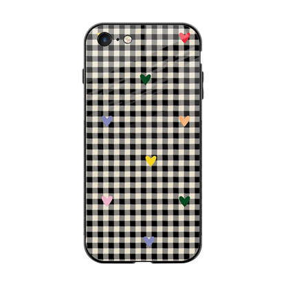 Checkered Love back phone cover | glass case for iphone 7