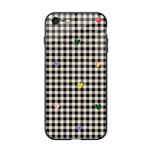 Checkered Love back phone cover | glass case for iphone 7