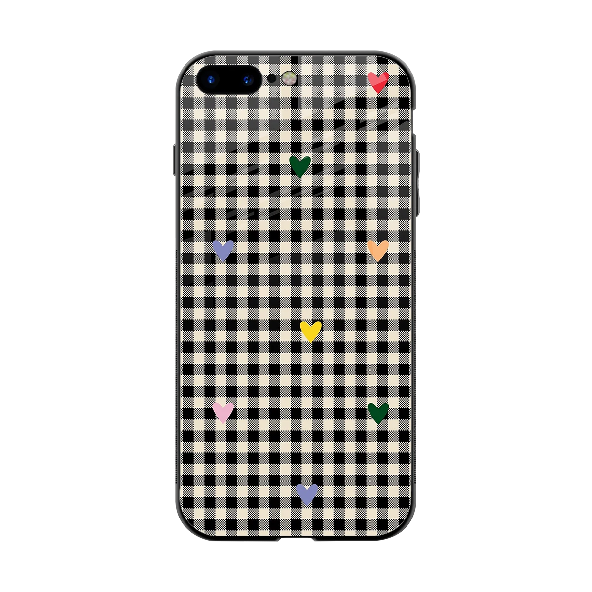Checkered Love back phone cover | glass case for iphone 8 plus