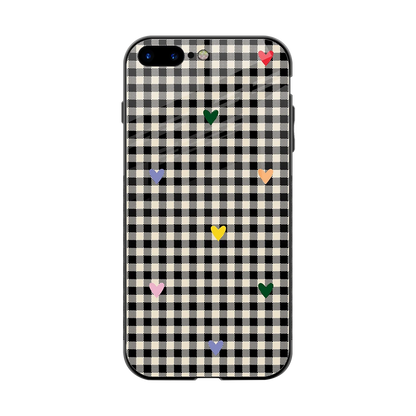 Checkered Love back phone cover | glass case for iphone 8 plus