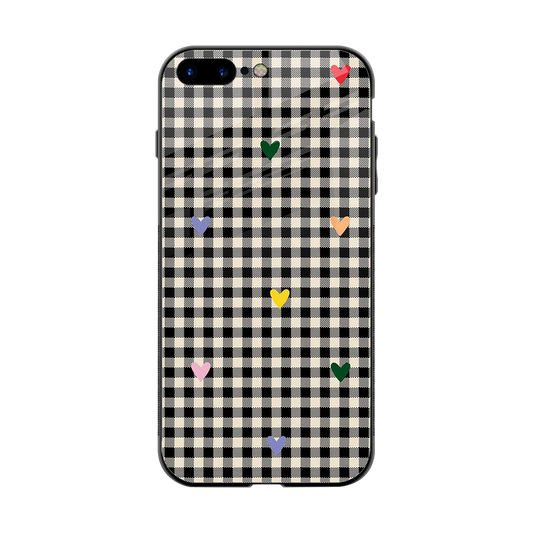Checkered Love back phone cover | glass case for iphone 8 plus
