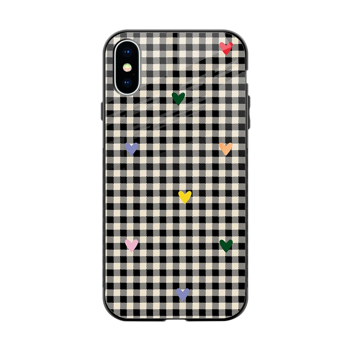 Checkered Love back phone cover | glass case for iphone x