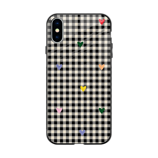 Checkered Love back phone cover | glass case for iphone x