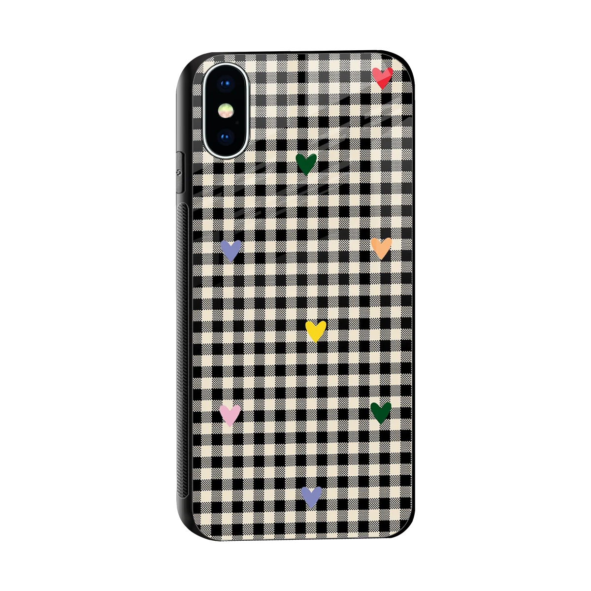Checkered Love sleek iphone x cover with tempered glass back and TPU edges