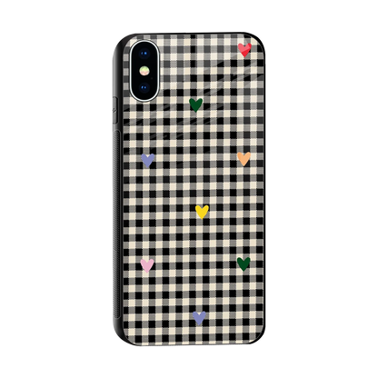 Checkered Love sleek iphone x cover with tempered glass back and TPU edges