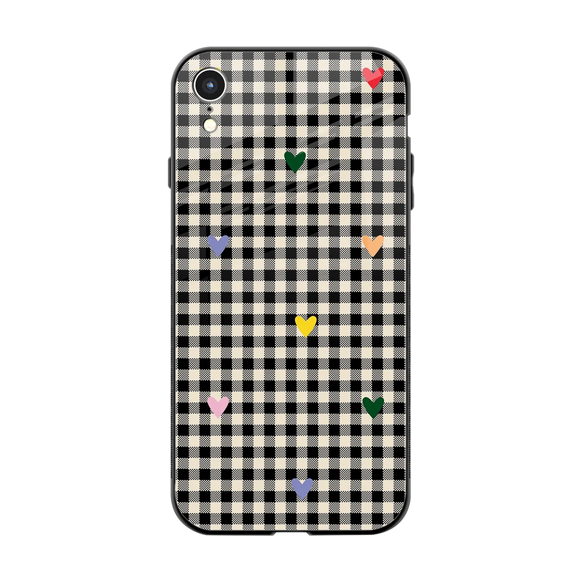Checkered Love back phone cover | glass case for iphone xr