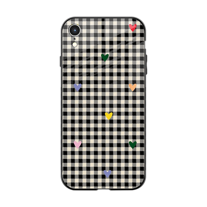 Checkered Love back phone cover | glass case for iphone xr