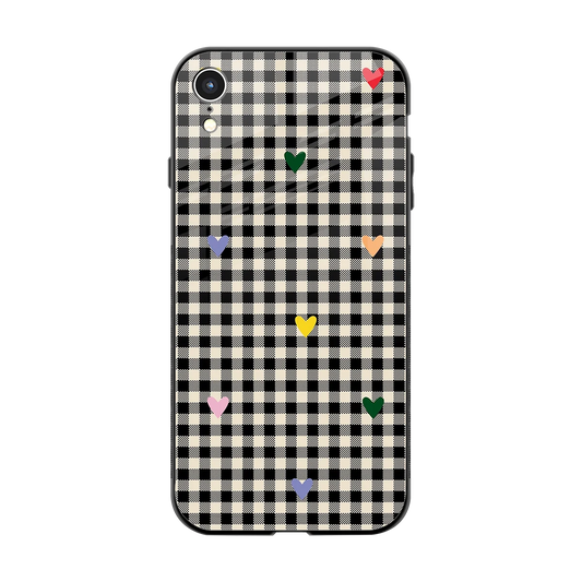 Checkered Love back phone cover | glass case for iphone xr