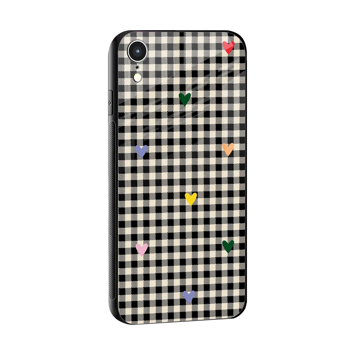 Checkered Love sleek iphone xr cover with tempered glass back and TPU edges